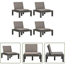 Chaises de salon de jardin et coussins 4pc Plastique Anthracite - Chaise De Jardin - Meubles De Jardin - Mobilier D'extérieur - Chaises En Plastique
