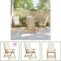 Chaises inclinables de jardin pliantes lot de 4 coussins bambou - Chaise Jardin - Chaise Inclinable - Mobilier Jardin - Bambou - Chaise Extérieure
