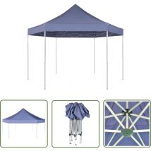 The Living Store - Chapiteau hexagonal pliable Bleu foncé 3,6x3,1 m - Abri Solaire - Tente Pliante - Chapiteau Jardin - Structure Extérieure - Gazebo