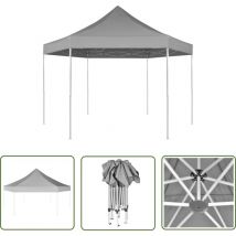 The Living Store - Chapiteau hexagonal pliable Gris 3,6x3,1 m - Abri Solaire - Tente Pliante - Chapiteau Jardin - Gazebo - Structure Extérieure