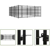 The Living Store Chenil d'extérieur pour chiens 450 x 450 x 185 cm - Chenil Extérieur - Chenil Pour Chien - Abri Chien - Niche Chien - Jardin