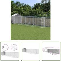 The Living Store Chenil d'extérieur pour chiens avec toit argenté 2x14x2,5 m - Chenil Exterieur - Abri Chien - Enceinte Chien - Niche Chien - Animal