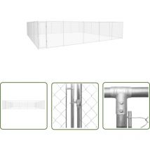 The Living Store Chenil extérieur pour chiens Acier galvanisé 950x950x185 cm - Chenil Pour Chien - Abri Chien - Enceinte Chien - Espace Chien - Aire
