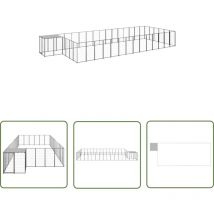 The Living Store Chenil Noir 26,62 m² Acier - Chenil Extérieur - Abri Chien - Enceinte Chien - Cage Chien - Jardin Animalier