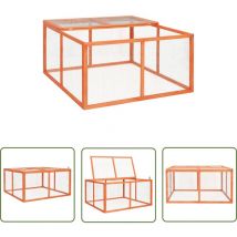 Clapier 124x120x60 cm Bois de sapin massif - Clapier Lapin - Abri Lapin - Enclos Lapin - Cage Lapin - Animal Domestique - The Living Store