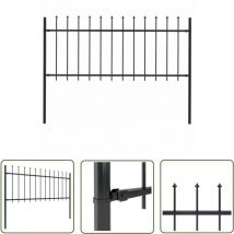 Longziming - The Living Store Clôture de jardin avec dessus en lance Acier 1,8 m Noir - Clôture De Jardin - Clôture Métallique - Clôture En Acier
