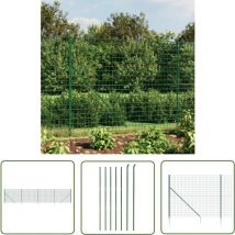 Kalisse - The Living Store Clôture en treillis métallique et piquet d'ancrage vert 2x10m - Clôture Métal - Clôture Jardin - Clôture Verte - Clôture