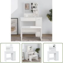 The Living Store Coiffeuse avec miroir blanc 86,5x35x136 cm - Coiffeuse - Meuble De Salle De Bain - Vanity - Table De Maquillage - Table À Bijoux