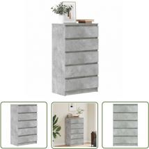 The Living Store - Commode Gris béton 60x36x103 cm Bois d'ingénierie - Armoire à Tiroir - Commode - Meuble Rangement - Buffet - Design Moderne
