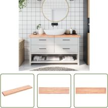 The Living Store - Comptoir de salle de bain marron 140x30x(2-6) cm bois traité - Comptoir Salle De Bain - Comptoir Bois - Plan De Travail Salle De