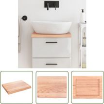 The Living Store - Comptoir de salle de bain marron 40x30x(2-4) cm bois traité - Comptoir Salle De Bain - Comptoir Bois - Plan De Travail Salle De