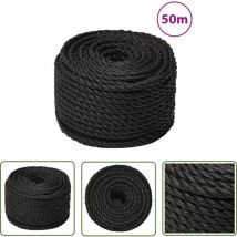 Corde de travail Noir 14 mm 50 m polypropylène - Corde De Travail - Corde Noire - Corde Polypropylène - Corde Robuste - Corde Résistant Aux