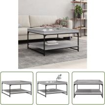 The Living Store Couchtisch Grau Sonoma 80x80x45 cm Holzwerkstoff und Eisen - Couchtisch - Wohnzimmerstil - Grau Sonoma - Holzwerkstoff - Eisen