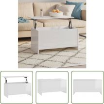 Doc&et² - The Living Store Couchtisch Hochglanz-Weiß 102x55,5x52,5 cm Holzwerkstoff - Couchtisch - Wohnzimmertisch - Esstisch - Schreibtisch