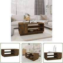 The Living Store Couchtisch Räuchereiche 102x55x43 cm Holzwerkstoff - Couchtisch - Wohnzimmertisch - Holzmöbel - Rauchereiche - Sideboard