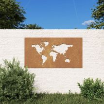 The Living Store - Décoration murale jardin 105x55 cm design de carte du monde Brun