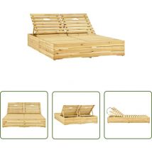 The Living Store Doppel-Sonnenliege Grün Imprägniertes Kiefernholz - Doppel-Sonnenliege - Gartenliege - Kiefernholz - Holzliege - Outdoor Möbel