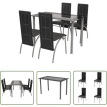 The Living Store - Ensemble à dîner cinq pièces Noir - Table à Manger Contemporaine - Ensemble Repas - Mobilier Salle à Manger - Chaise Moderne - Set