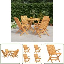 The Living Store - Ensemble à manger de jardin 5 pcs Bois de teck massif - Salon De Jardin - Mobilier De Jardin - Table De Jardin - Chaises De Jardin