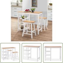 Ensemble de bar 3 pcs mdf Blanc - Meuble De Bar - Ensemble De Bar - Table De Bar - Tabourets De Bar - Meuble Moderne - The Living Store