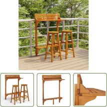 The Living Store - Ensemble de bar de balcon 3 pcs Bois d'acacia massif - Meubles De Jardin - Salon De Jardin - Table Bistro - Set De Jardin - Table