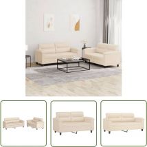 Ensemble de canapés 2 pcs avec coussins beige tissu microfibre - Canape - Ensemble De Canapés - Canapé Beige - Canapé Microfibre - Canapé Design