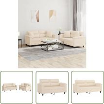 Ensemble de canapés 2 pcs avec coussins Beige Tissu microfibre - Canape - Sofa - Mobilier De Salon - Ameublement - Design Intérieur - The Living Store