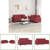 Ensemble de canapés 2 pcs et coussins rouge bordeaux similicuir - Canape - Canapé Deux Places - Sofa - Meuble Salon - Mobilier Intérieur - The Living
