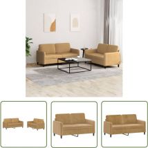 Ensemble de canapés 2 pcs marron velours - Canape Velour - Canapé Deux Places - Meuble Salon - Ameublement Living Room - Canapé Design - The Living