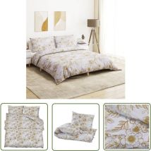 Ensemble de housse de couette blanc et marron 220x240 cm Coton - Housses De Couette - Linge De Lit - Literie - Coton - Housse De Couette Blanche
