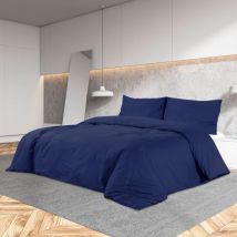 Ensemble de housse de couette Bleu marine 135x200 cm Microfibre The Living Store Bleu