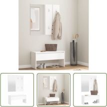 The Living Store - Ensemble de meubles de couloir Blanc Bois d'ingénierie - Banc Entrée - Meuble D'entrée - Ensemble Meubles D'entrée - Rangement