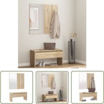 The Living Store - Ensemble de meubles de couloir Chêne Sonoma Bois d'ingénierie - Banc Entrée - Meuble D'entrée - Ensemble De Meubles D'entrée