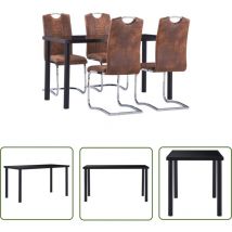 Ensemble de salle à manger 5 pcs Similicuir daim Marron - Ensemble De Salle à Manger - Table à Manger - Chaises De Salle à Manger - Mobilier De Salle