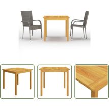 Abcrital - The Living Store Ensemble à manger de jardin 3 pcs Gris - Table De Jardin - Salon De Jardin - Mobilier De Jardin - Acacia Massif - Chaise