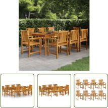 The Living Store - Ensemble à manger de jardin 9 pcs Bois d'acacia massif - Salon De Jardin - Meubles De Jardin - Acacia Massif - Table De Jardin