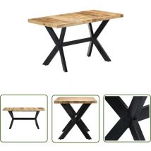 The Living Store Esstisch 140x70x75 cm Raues Mangoholz - Industrieller Esstisch - Mangoholz Tisch - Holztisch - Esszimmertisch - Küchentisch