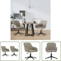 The Living Store Esszimmerstühle 2 Stk. Drehbar Hellgrau Samt - Esszimmerstühle - Drehbare Stühle - Samtstühle - Grau Möbel - Wohnzimmersessel