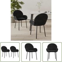 Decdeal - The Living Store Esszimmerstühle 2 Stk. Schwarz Samt - Samt Sessel - Esszimmerstühle Schwarz - Stühle Wohnzimmer - Komfortabel - Modern