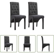 The Living Store Esszimmerstühle 2 Stk. Dunkelgrau Stoff - Esszimmerstühle - Stuhl - Küchenstuhl - Dunkelgrau - Stoffbezogen