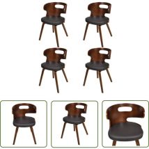 The Living Store Esszimmerstühle 4 Stk. Braun Bugholz und Kunstleder - Esszimmerstuhl - Holzstuhl - Küchenstuhl - Designerstuhl - Samtstuhl