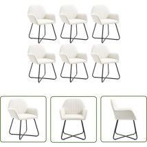 Qonovt - The Living Store Esszimmerstühle 6 Stk. Creme Stoff - Esszimmerstühle - Cremefarbene Möbel - Stühle Aus Stoff - Stahbeinchen