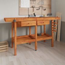 The Living Store - tabli avec tiroirs et étaux 162x62x83 cm Bois massif d'acacia Brun