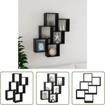 The Living Store Étagère murale cube Noir 78x15x93 cm Bois d’ingénierie - Étagère Murale - Étagère Cube - Rangement Mural - Décoration Murale