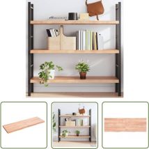 The Living Store Étagère murale marron clair bois chêne massif traité - Étagère Murale - Étagère Rustique - Étagère En Bois - Étagère Chêne - Étagère