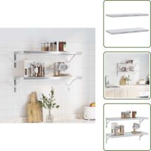 The Living Store Étagères murales 2 pcs 75x30x3 cm argenté acier inoxydable - Etagere Murale - Étagère Murale - Étagère Flottante - Décoration Murale