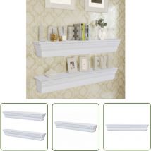 The Living Store Étagères murales Aaliyah 2 pcs Blanc - Étagères Murales - Étagères Décoratives - Rangement Mural - Meubles Déco - Style Baroque