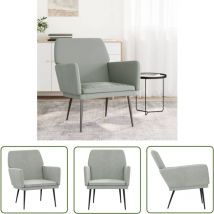 Maison Chic - The Living Store Fauteuil Gris clair 62x79x79 cm Velours - Fauteuil Relaxant - Fauteuil Velours - Fauteuil Design - Chaise Confort
