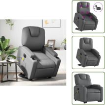 The Living Store - Fauteuil inclinable de massage électrique gris similicuir - Fauteuil Inclinable - Fauteuil Massant - Relaxe - Comfort - Massage