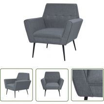 The Living Store - Fauteuil gris clair acier et tissu - Fauteuil Confortable - Fauteuil Moderne - Fauteuil Gris - Fauteuil Salle à Séjour - Chaise